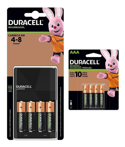 Cargador Duracell Con 4 Pilas Aa + 4 Pilas Aaa Recargables