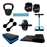 Kit Treino -halter+caneleira+extensor+roda+step+band+ket+col