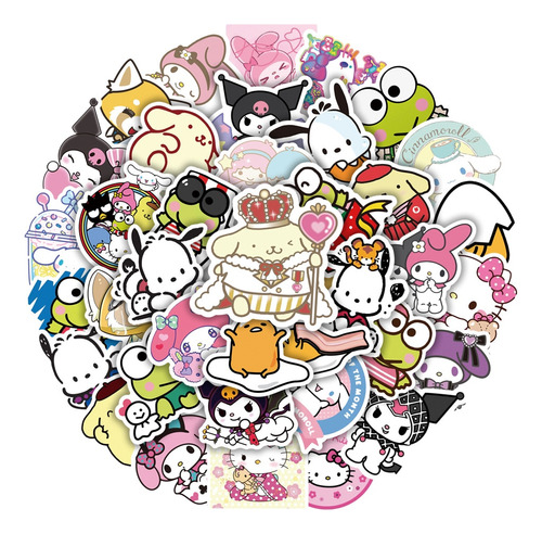 Set Sticker Calcomanias Animación Sanrio Kuromi Melody Cute 