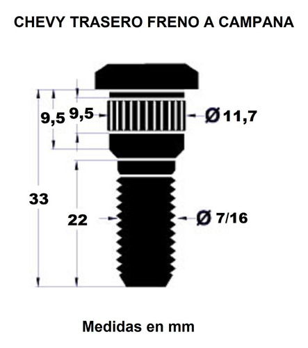 Chevrolet Chevy 400 Freno Disco - 20 Bulones Rueda + Tuercas Foto 6