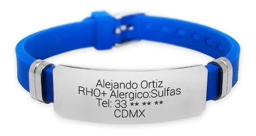 Pulseras Personalizada, Identificacion, Caucho Y Acero