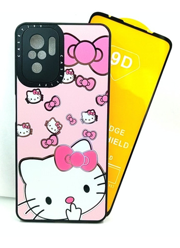 Case Kitty Moño + Mica Para Xiaomi Note 10 / Note 10s