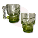 Set X 2 Vasos Cerveceros Calavera 500 Ml Verdes