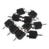 4x 10x 3.5mm Macho A 2 Rca Hembra Y Splitter Adaptador De