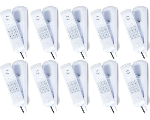 Kit 10 Telefones Com Fio Gôndola Branco Tc 20 Intelbras