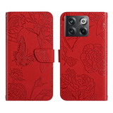 Capa De Couro Ht03 Butterfly Para Oneplus 10t/ace Pro