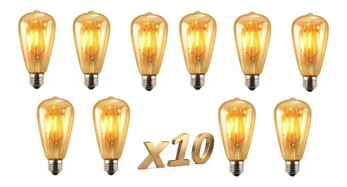 Pack X10 Ampolletas Vintage Led Tipo Edison Guirnaldas 