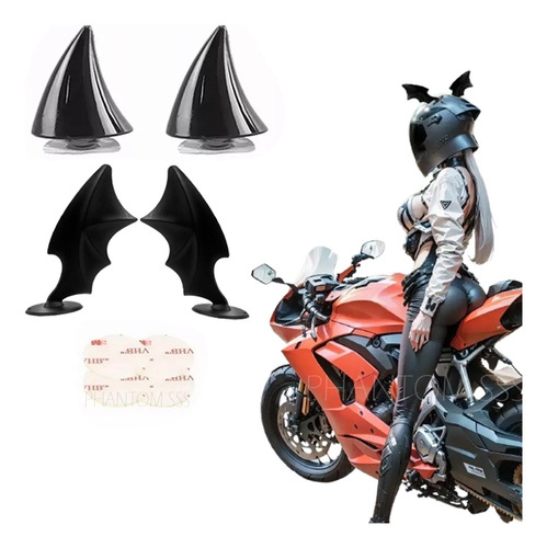 Parejas Demonio Cuernos Para Casco Motos Kawaii Diseño 4pcs 