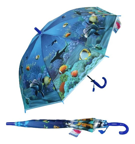 Paraguas Sombrilla Lluvia O Viento Infantil De Niños Océano