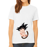 Polera Embarazada Goku Dragon Ball Cola Baby Shower Blanca