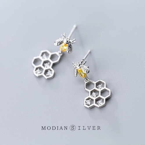 Aretes En Plata 925 Para Mujer Panal De Abejas