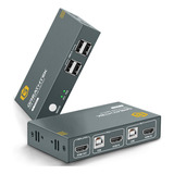 Conmutador Kvm Hdmi 4k + 2 Puertos 4 Puertos Usb