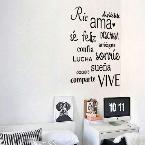 Vinilos Decorativos Vinil Pared Frases Letras Rie, Ama