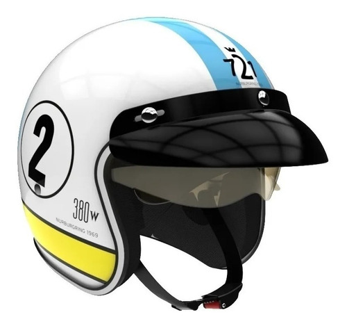 Casco Moto Abierto Hawk 721 Torino 02 Blanco