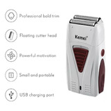 Maquina Shaver Kemei Km-3382 Bivolt Recarregável Portátil Cor Branco 110v/220v