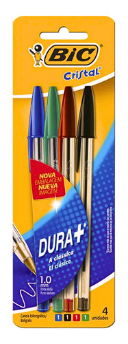 Kit Canetas Bic Cristal Dura Mais A Clássica Ponta 1.0mm