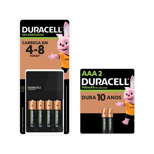 Kit 6 Pilhas Recarregáveis (4aa + 2aaa)+ Carregador Duracell