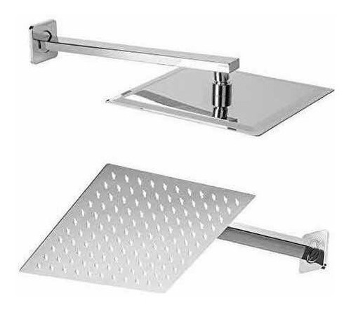 Regadera Cuadrada Moderna Acero Inox + Brazo Cuadrado 40cm