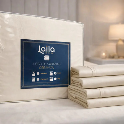 Juego De Sabanas King Size, Premium Tacto Egipcio, Laila Beige Liso | Envío gratis