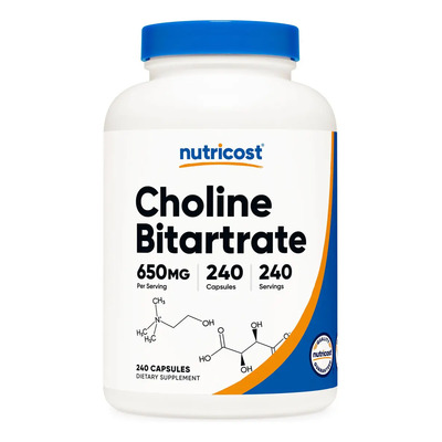 Nutricost Bitartrato De Colina 650 Mg 240 Cápsulas Sin Sabor