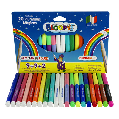 Plumones Mágicos Bloopys 20 Marcadores Cambio Color y Borran Para Papel | MercadoLibre