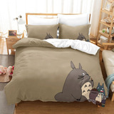 New Funda De Edredón Anime Totoro De Algodón  Cama Doble