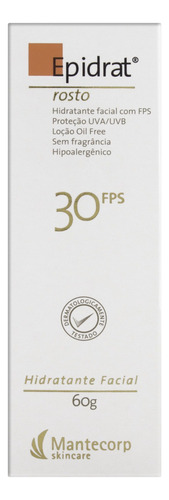  Hidratante Facial Fps 30 Sem Fragrância Mantecorp Skincare Epidrat Caixa 60g