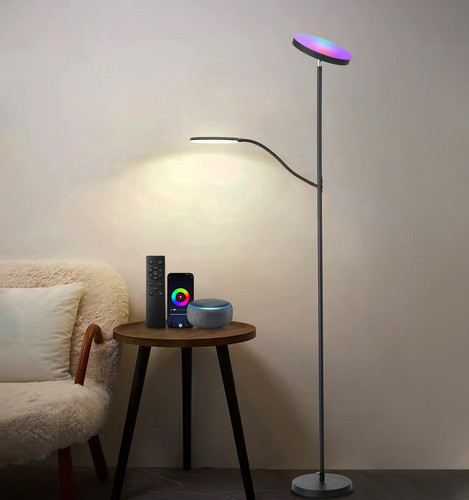 Lámpara De Pie Rgb, Led Moderno Giratorio Con Lámpara De Pie