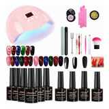 Kit Lampara Uña Uv Gel 54w Esmalte Ojo De Gato Esmalte Mate