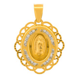 Dije Medalla Virgen Oro 14k Sólido Primera Comunión 1.7 Cm