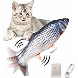 Juguete Pescado Movible Para Gato Recargable + Catnip Color Azul Marino