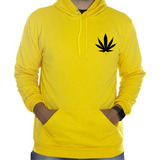 Blusa De Frio Erva Canabis Maconha Casaco C/ Bolso Estampado