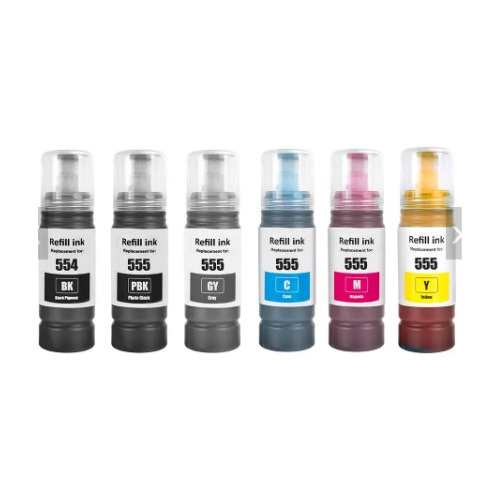 Pack 6 Tintas Refill Ink  T554 555  L8160 L8180