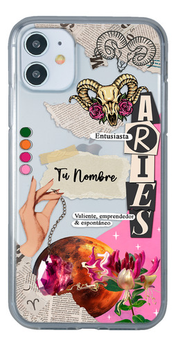 Funda Para iPhone Mujer Signo Zodiaco Aries Con Tu Nombre