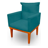 Cadeira Poltrona Sala Puff Descanço Reforçada Azul Turquesa
