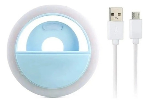 Aro Luz Led Recargable Selfie Ring Light Para Celular Declip Color Azul