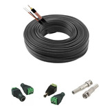 Kit Coaxial Cftv 4mm Bip. 90% Malha 50m +4 Conect. Ss10