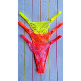 Kit 10 Calcinhas Borboleta Fio Dental Sexy Neon Verão Tanga