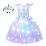 Vestido De Princesa Tutu Para Niñas Led Glow Frozen Elsa Pri