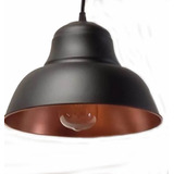 Lampara Colgante Campana Vintage Aluminio Negra Con Cobre