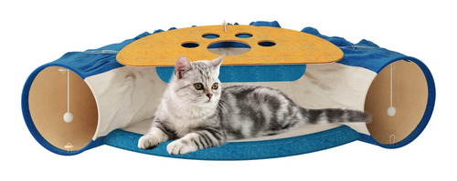 Túnel Plegable Para Gato Con Bola Colgante (con Cama)