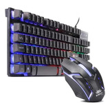 Kit Teclado E Mouse Gamer Semi Mecânico Led Rgb - Knup