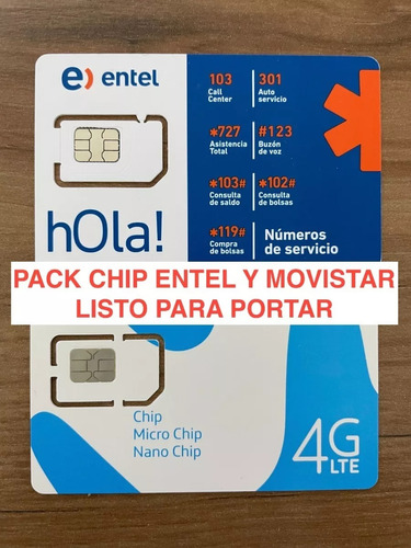 Chip Listos Para Portar Entel + Movistar (pack 100) - Oferta