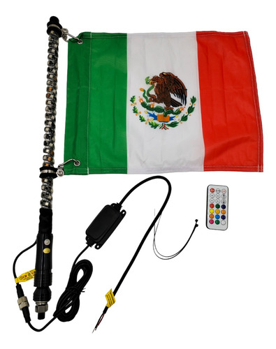 Antena Led Rgb 60 Cm Bandera México 1pza Can Am Rzr Maverick