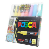 Caneta Posca Uni-ball Pc-3m Soft Colors Tons Pastel 8 Cores