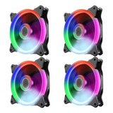 Pack 4 Ventilador Cooler Luz Led Rgb 12cm Gamer Multicolor