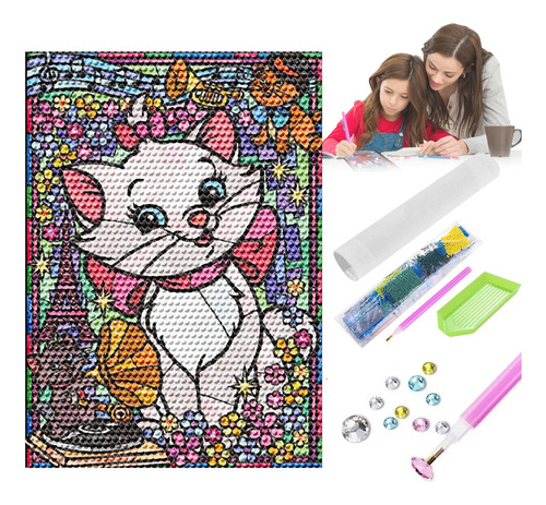 Kits De Pintura Diamante Para Marie White Cat 5d Diy 30×40cm
