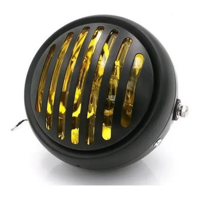 Faro Reja Metálico Cafe Racer Bobber Vidrio Blanco O Ámbar