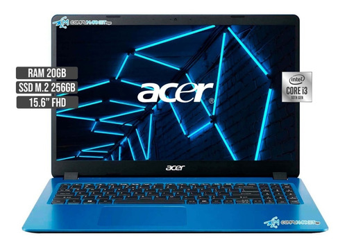 Portatil Acer Intel Core I3 Ssd 256gb Ram 20gb Led 15.6  Fhd