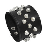 Pulsera Manilla Taches Cuero Rock Punk Brazalete